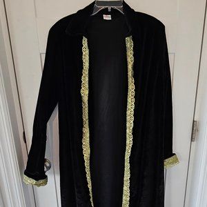 Black Velvet Long Jacket by Dress Up America, Costume wear size L.